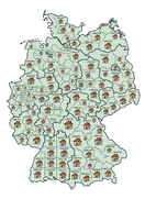 Karte von Deutschland mit kleinen Bereichen